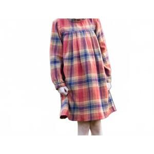 NEW BEET WORLD myrtle long sleeve plaid flannel dress in orange winter plaid